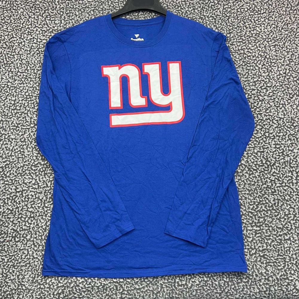New York Giants Shirt Men Large Blue Fanatics Long Sleeve Crew Neck Cotton New L